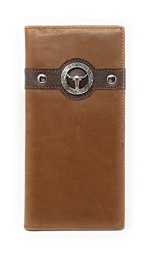 Texas West Men's Genuine Leather Longhorn Bifold Wallet in 3 Colors