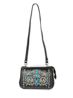 Western Rhinestone Embroidery Laser Cut Floral Wallet Crossbody Clutch Bag Purse in 3 colors