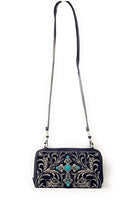 Western Laser Cut Floral Agate Cross Double Zipper Womens Wallet/Crossbody Bag