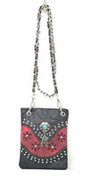 Premium Rhinestone Concho Feather Mini Messenger Bags Purses in Multi-color