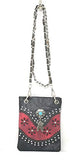 Premium Rhinestone Concho Feather Mini Messenger Bags Purses in Multi-color