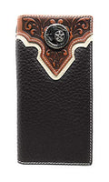 Western Tooled Genuine Leather Texas State Men's Long Bifold Wallet in 2 colors