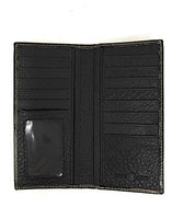 Western Genuine Leather Floral Tooled Laser Cut Mens Long Bifold Wallet in 4 colors