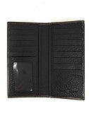 Western Men's Basketweave Genuine Leather Lone Star Long Cowhide Stud Bifold Wallet