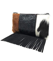 Handcraft Leather Western FloralTool Flora Cowhide Women Fringe Clutch Crossbody