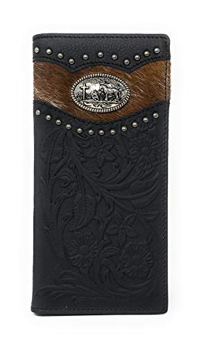 Premium Men's Cow Fur Cowhide Praying Cowboy Genuine Leather Bifold Wallet in 2 colors