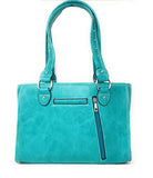 Western Sugar Skull Womens Embroidery Cross Rhinestone Concealed Carry Handbag in 5 colors (Blue)