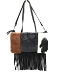 Handcraft Leather Western FloralTool Flora Cowhide Women Fringe Clutch Crossbody