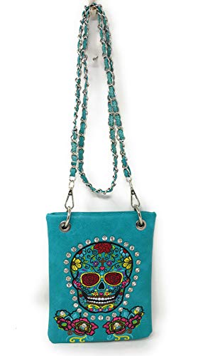 Premium Sugar Skull Mini Messenger Bags Purses in Multi-color