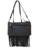 Handcraft Leather Western FloralTool Horse Cowhide Women Fringe Clutch Crossbody