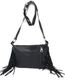 Premium Genuine Leather Concealed Carry Cowhide Fringe women's handbags purses in Black