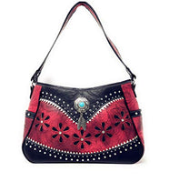 Western Tooled Leather Laser Cut Concealed Carry Feather Country Shoulder Handbag in 4 colors