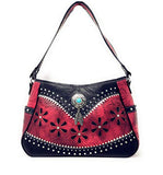 Western Tooled Leather Laser Cut Concealed Carry Feather Country Shoulder Handbag in 4 colors