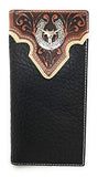 Western Tooled Genuine Leather Longhorn Spur Men's Long Bifold Wallet in 2 colors