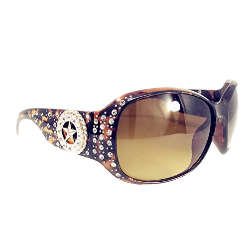 Texas West Star Round Concho Rhinestone Western Bling Sunglasses UV 400 Lens In Multi Colors