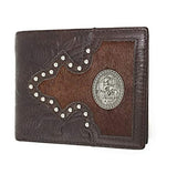 Western Genuine Tooled Leather Cowhide Praying Cowboy Men's Bifold Short Wallet in 3 Colors