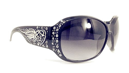 Texas West Womens Sunglasses With Rhinestone Metal Heart And Wing UV 400 Lens In Multi Colors