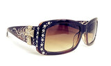 Texas West Womens Sunglass with Antiqued Ornate Cross And Rhinestones UV400 Lens in 2 colors