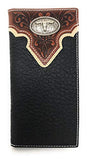 Western Tooled Genuine Leather Longhorn Men's Long Bifold Wallet in 2 colors