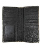 Western Genuine Leather Cowhide Cow fur Basketweave Texas State Men's Long Bifold Wallet in 3 colors