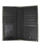 Western Genuine Leather Cowhide Cow fur Basketweave Longhorn Men's Long Bifold Wallet in 3 colors