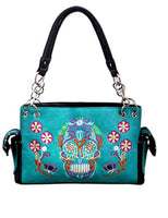 Western Women's Fashion Sugar Skull Embroidery Concealed Carry Handbag in 3 Colors G939WSUK-I