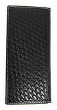 Western Men's Basketweave Genuine Leather Lone Star Long Cowhide Stud Bifold Wallet