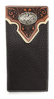 Western Tooled Genuine Leather Rodeo Men's Long Bifold Wallet in 2 colors