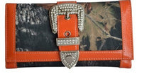 GoCowgirl Western Concealed Carry Gun Belt Buckle Purse Camouflage Handbag Camo W Matching Wallet (Orange)