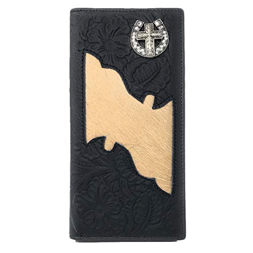 Premium Men's Cow Fur Cowhide Cross Genuine Leather Bifold Wallet in 2 colors
