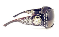 Texas West Metal Floral Sunflower Concho Sunglasses With Rhinestone UV400 PC Lens In Multi Colors