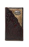 Western Tooled Genuine Leather Cowhide Cow fur Rodeo Men's Long Bifold Wallet in 3 colors