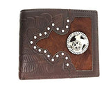 Western Genuine Tooled Leather Cowhide Texas State Map Men's Bifold Short Wallet in 3 Colors
