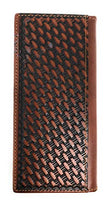 Western Genuine Leather Cowhide Cow fur Basketweave Texas State Men's Long Bifold Wallet in 3 colors