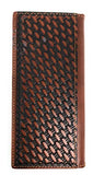 Western Genuine Leather Cowhide Cow fur Basketweave Longhorn Men's Long Bifold Wallet in 3 colors