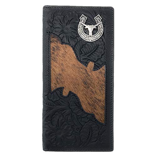 Premium Men's Cow Fur Cowhide Longhorn Genuine Leather Bifold Wallet in 2 colors