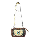 Western Rhinestone Embroidery Cross Horse Wallet Cross Body Clutch Bag Purse