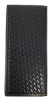 Western Genuine Leather Cowhide Cow fur Basketweave Texas State Men's Long Bifold Wallet in 3 colors