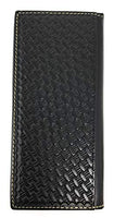 Western Genuine Leather Cowhide Cow fur Basketweave Longhorn Men's Long Bifold Wallet in 3 colors