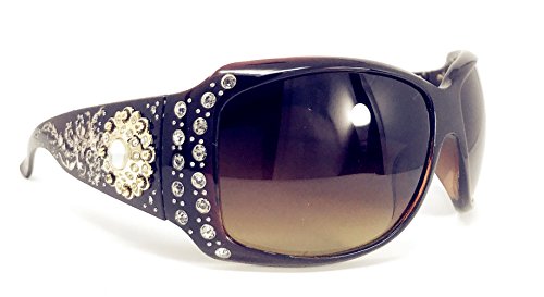 Texas West Metal Floral Sunflower Concho Sunglasses With Rhinestone UV400 PC Lens In Multi Colors