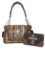 Premium Rhinestone Metal Cross Handbag,Wallet Set in Multi Colors