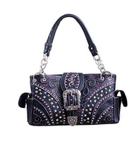 Western Rhinestone Rivet Floral Buckle Concealed Carry Handbag in 6 Colors GP939W168