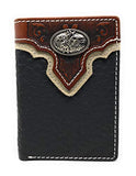Western Tooled Genuine Leather Rodeo Men's Short Trifold Wallet in 2 colors