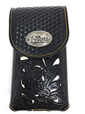 Texas West Western Cowboy Tooled Floral Leather Praying Cowboy Concho Belt Loop Cellphone Holster Case in 3 Colors