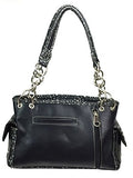 Zzfab Embroidered Concealed Carry Western Handbag Rhinestone Studded Skull Purse