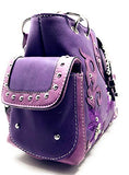 Western Rhinestone Conceal Carry Buckle Floral Concho Laser Cut Shoulder Handbag multi-color