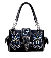 Western Rhinestone buckle buffterfly concealed carry handbag in 7 colors G939W100