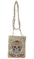 Premium Sugar Skull Mini Messenger Bags Purses in Multi-color