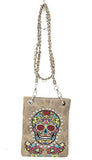 Premium Sugar Skull Mini Messenger Bags Purses in Multi-color