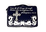 Wetsern Bible Cover Cross Embroidered Scripture Bible Verse Rhinestone Book Case Multi-Color